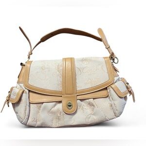 vintage Coach canvas and leather shoulder bag